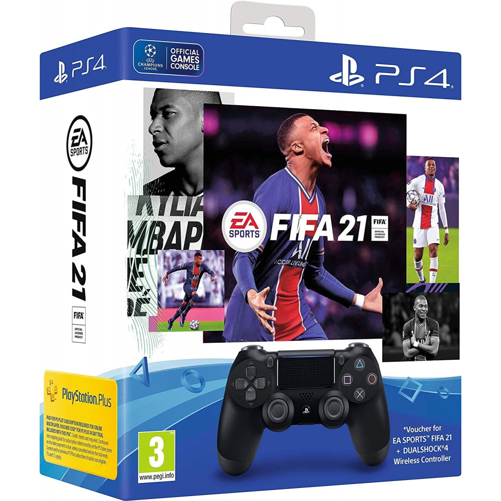 Dualshock 4 v2 + FIFA 21 + PS+ (черный)