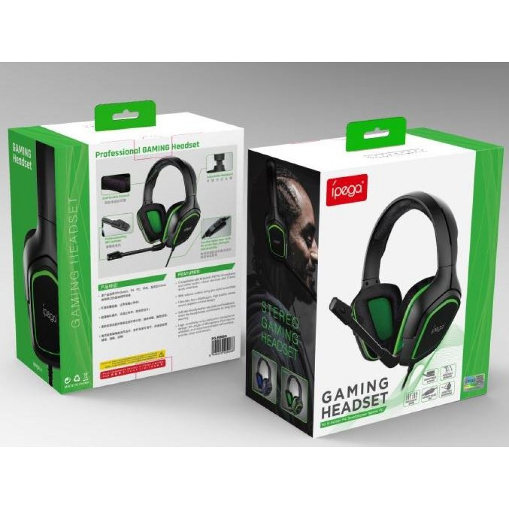 Наушники PS4/PC/Switch/Xone Wired Gaming Headset Green PG-R006G iPega